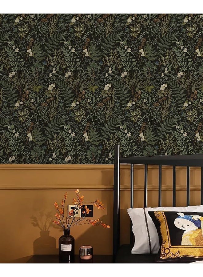 Zeemey Dark Green Fern Botanical Shelf Liner Contact Paper Self Adhesive Vinyl Botanical Drawer Liner Wall Paper for Kitchen Cabinets Dresser Dollhouse Walls Arts Crafts Decal(0.44m*10m) - Image 4